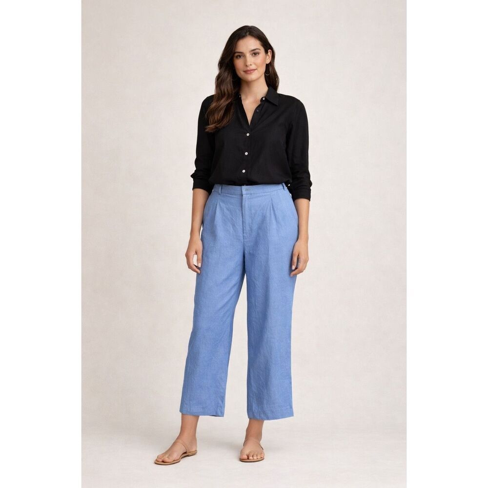 Lauren Ralph Lauren Blue Linen Cropped Pants Women’s Size 12